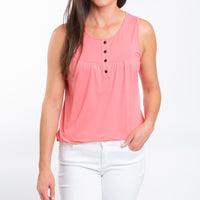 Tobi Lightweight Sleeveless Scoop Neck Henley Tank Top