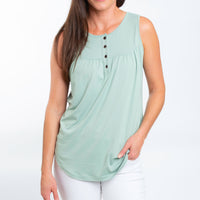Tobi Lightweight Sleeveless Scoop Neck Henley Tank Top