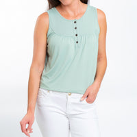 Tobi Lightweight Sleeveless Scoop Neck Henley Tank Top