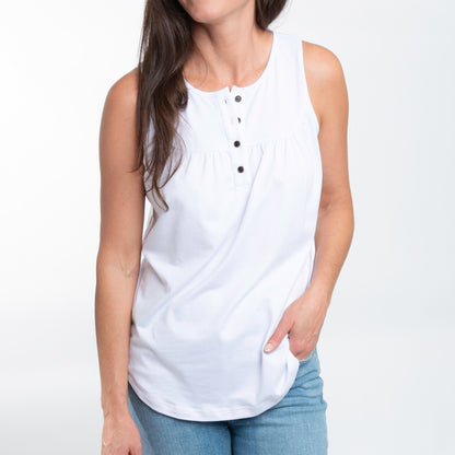 Tobi Lightweight Sleeveless Scoop Neck Henley Tank Top
