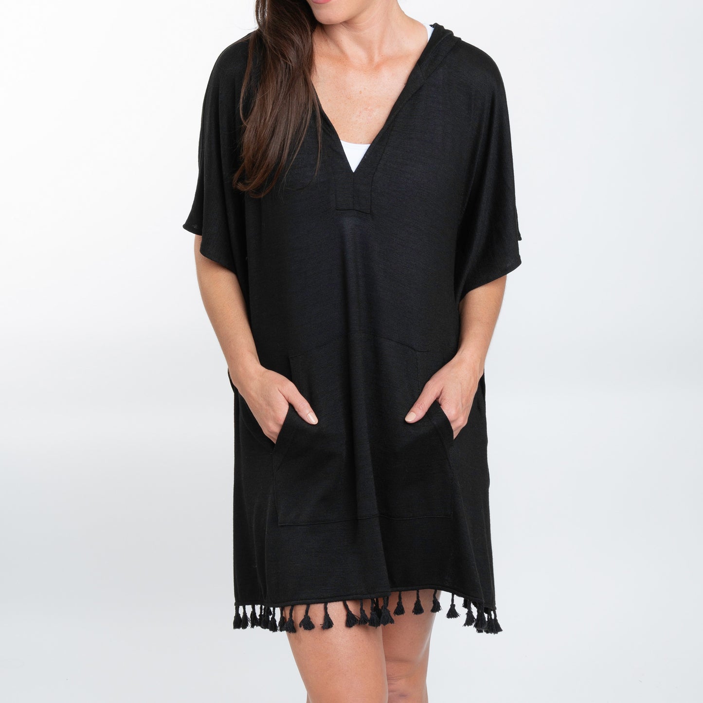 Naomi One Size Hooded Poncho Swimsuit Cover Up