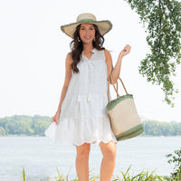 Calla Sleeveless Panel Eyelet Baby Doll  Dress