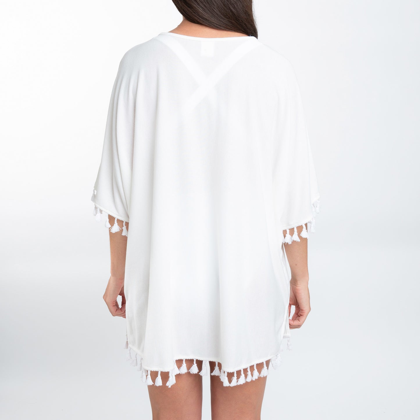 Elsie White Jersey One Size Beach Swimsuit Cover Up