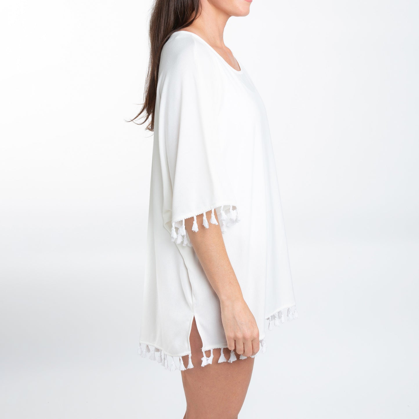 Elsie White Jersey One Size Beach Swimsuit Cover Up