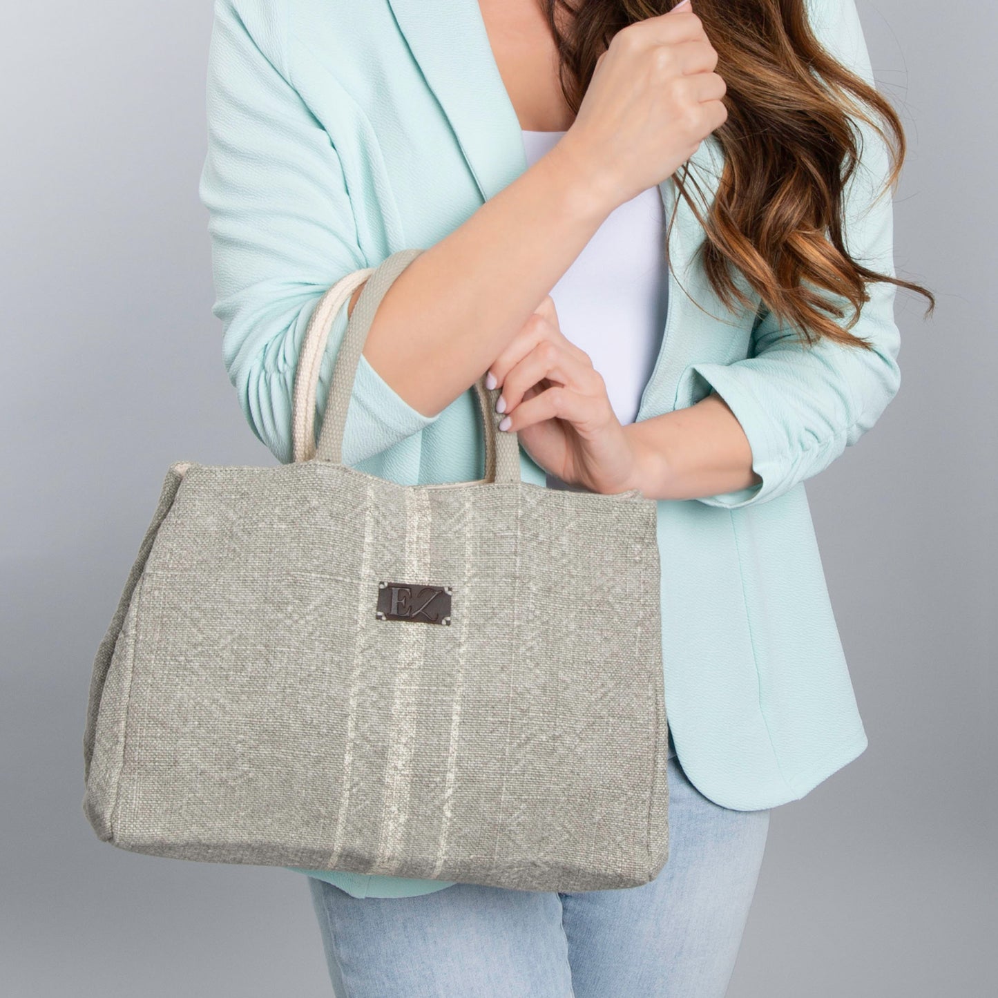Inara Jute Handled Snap Closure Tote Bag Purse