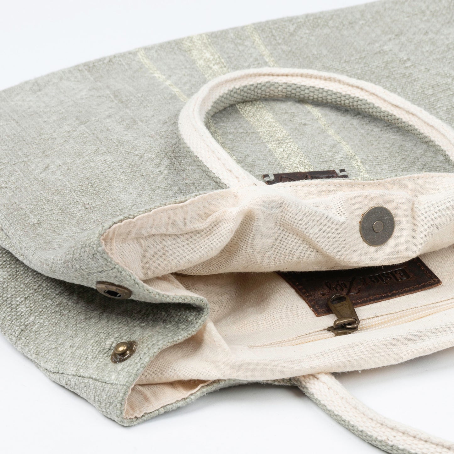 Inara Jute Handled Snap Closure Tote Bag Purse