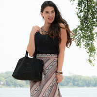 Inara Jute Handled Snap Closure Tote Bag Purse