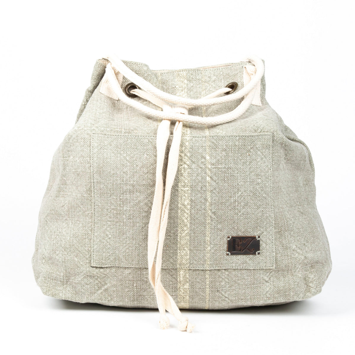 Cailey Jute Adjustable Drawstring Closure Backpack Purse