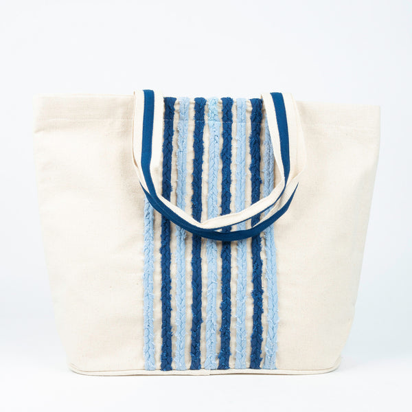 Kona Water Resistant Hand Embroidered Striped Beach Tote Bag