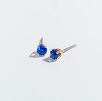 Solitaire Round Cut Birthstone Stud Earrings