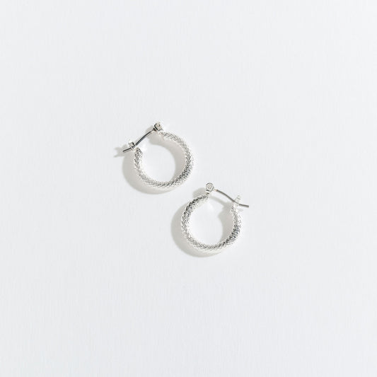 Texture Silver Hoop Earrings