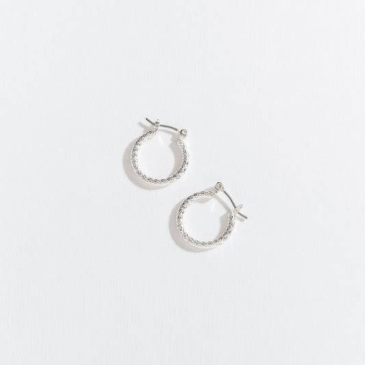 Pattern Silver Hoop Earrings
