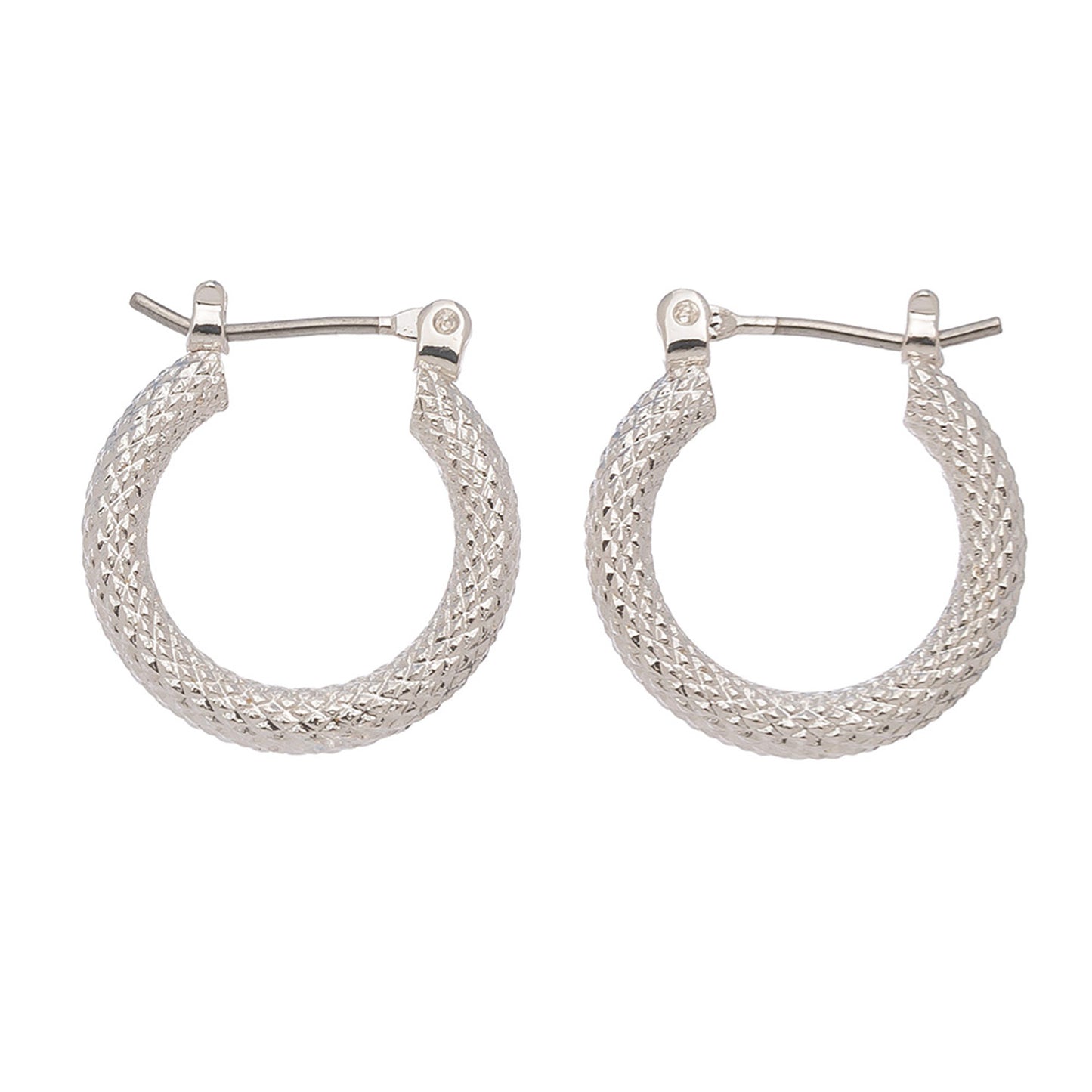 Pattern Silver Hoop Earrings