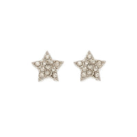 Silver Pave Stone Star Stud Earrings
