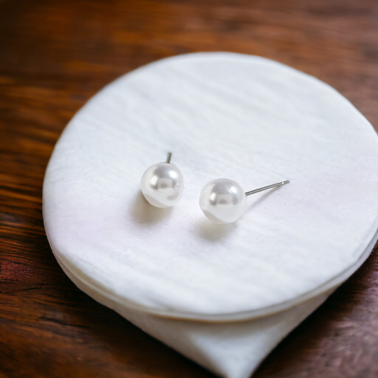 6mm Pearl Ball Stud Earrings