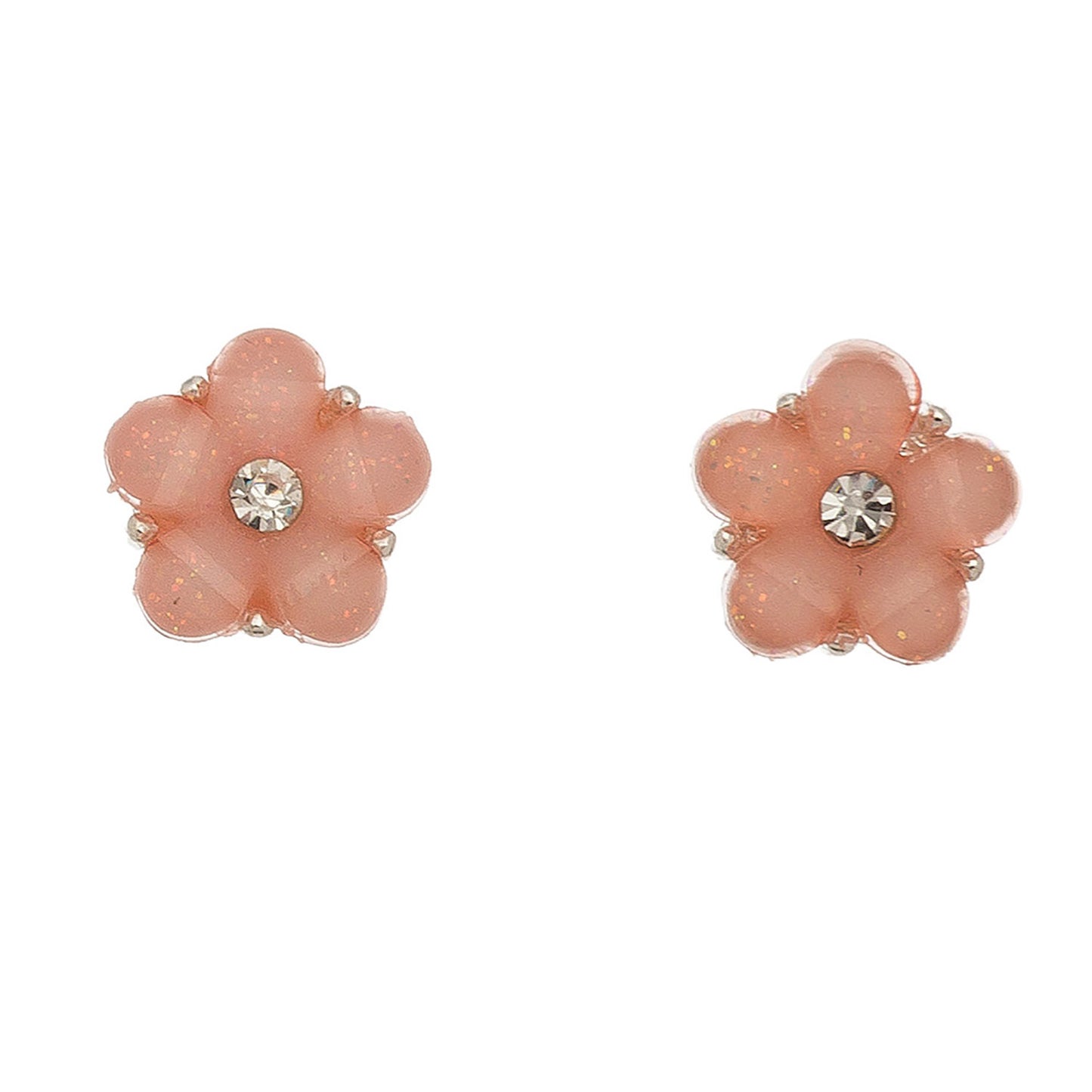 Pink Stone Flower Stud Earrings