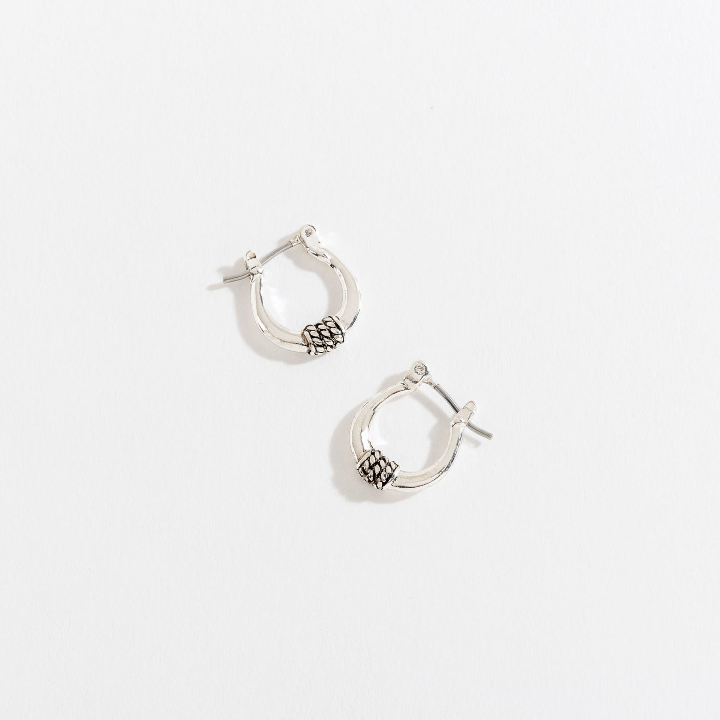 Silver Click Hoop Earrings