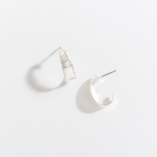 Silver J Hoop Earrings