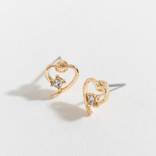 Crystal Heart Stud Earrings