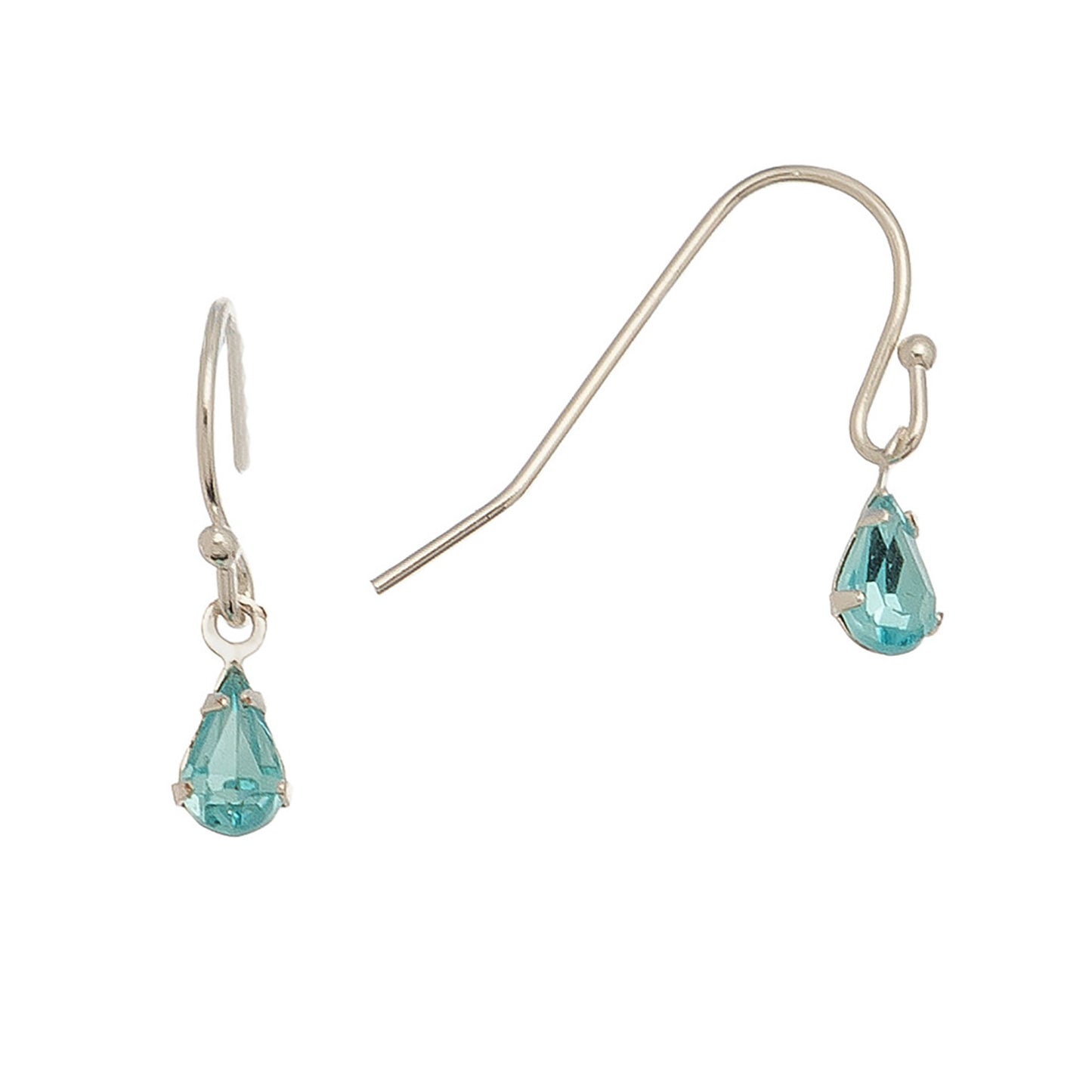 Silver Gem Teardrop Earrings