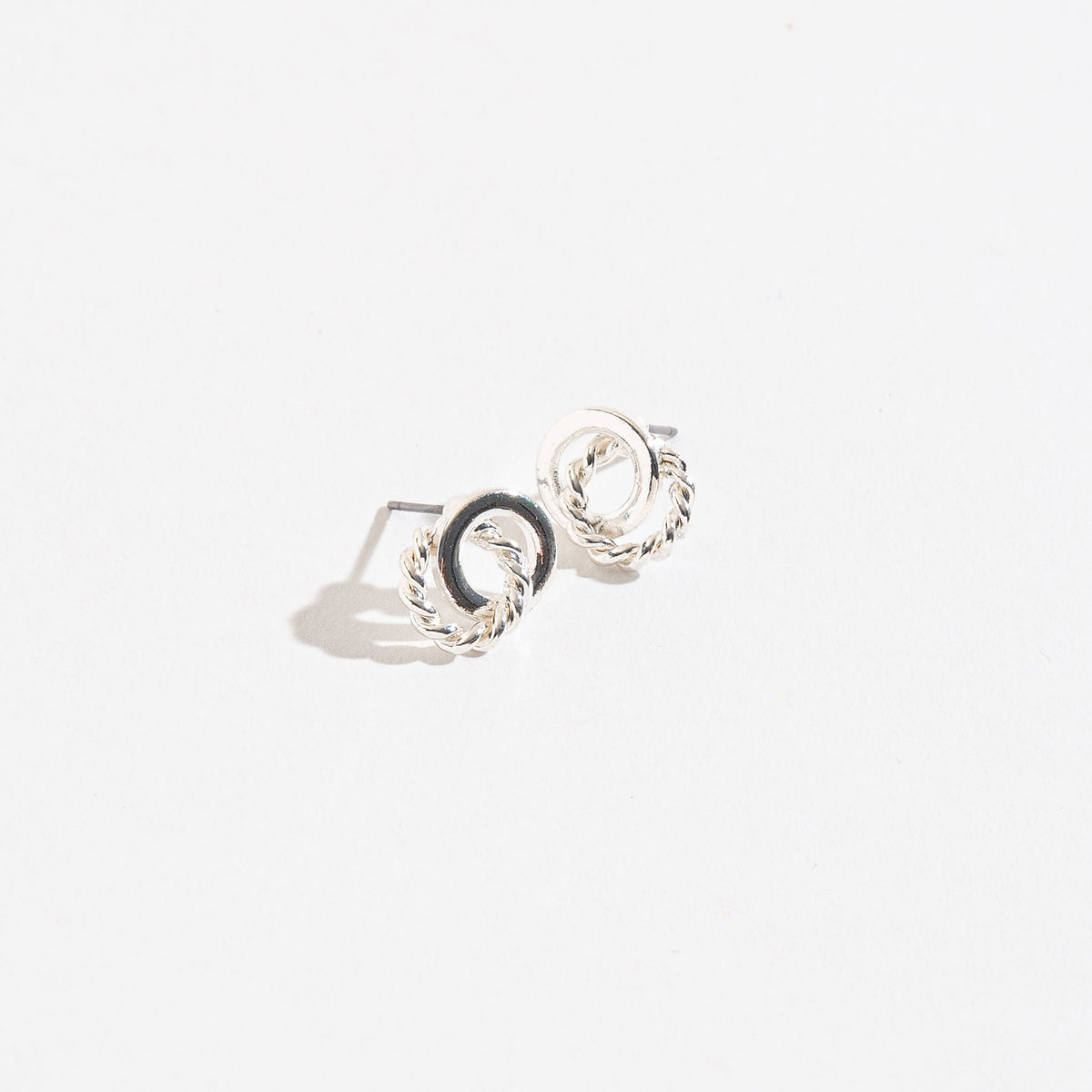 Linked Silver Rings Stud Earrings