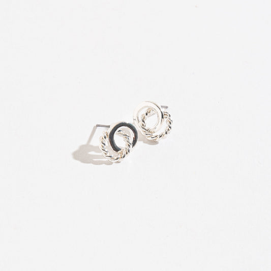 Linked Silver Rings Stud Earrings
