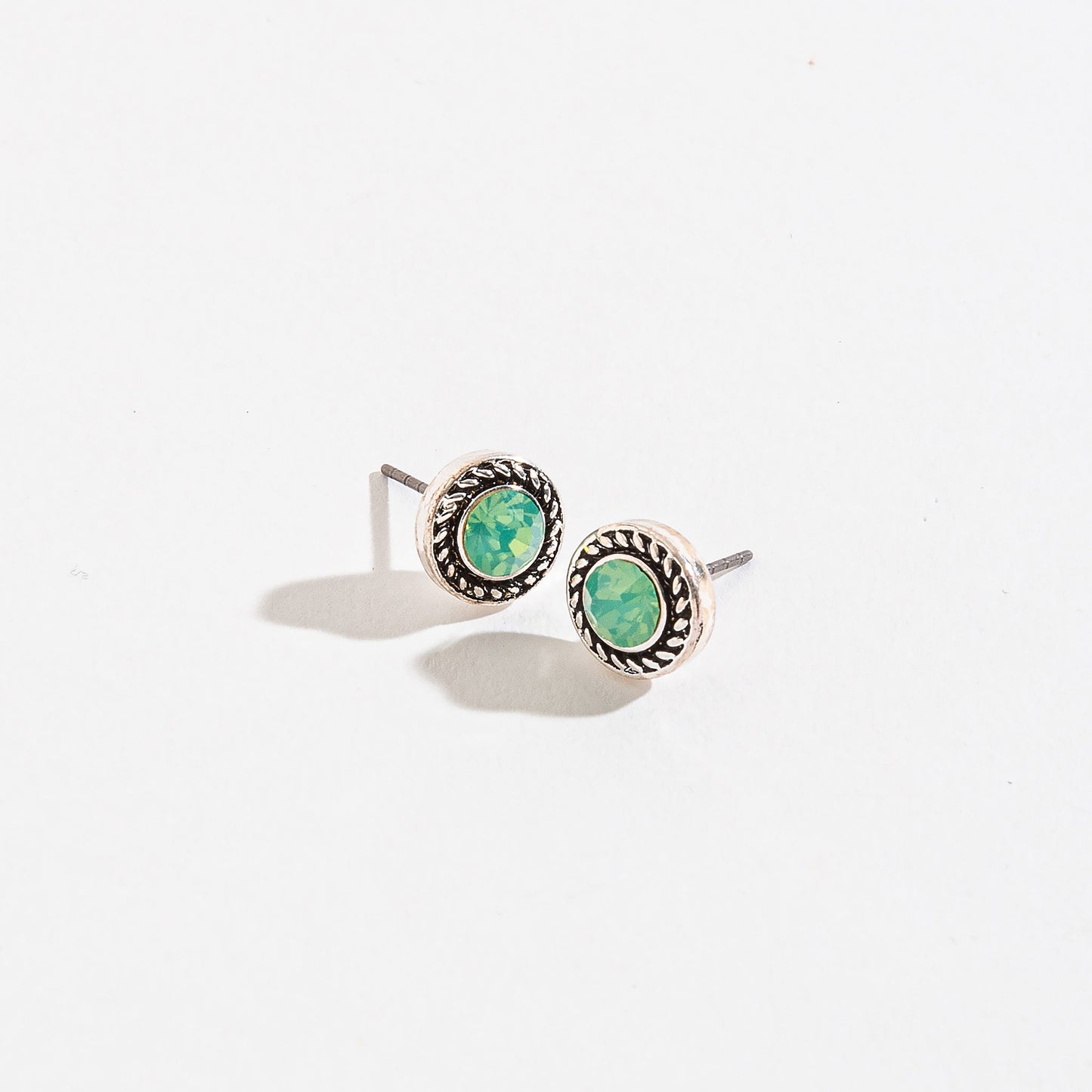 Green Stone Stud Earrings