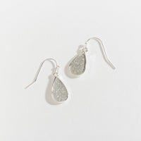 Textured Silver Tear Drop Earrings