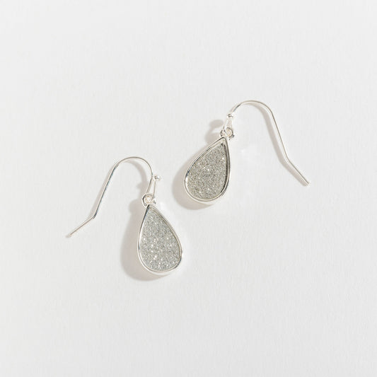 Textured Silver Tear Drop Earrings