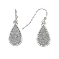 Textured Silver Tear Drop Earrings