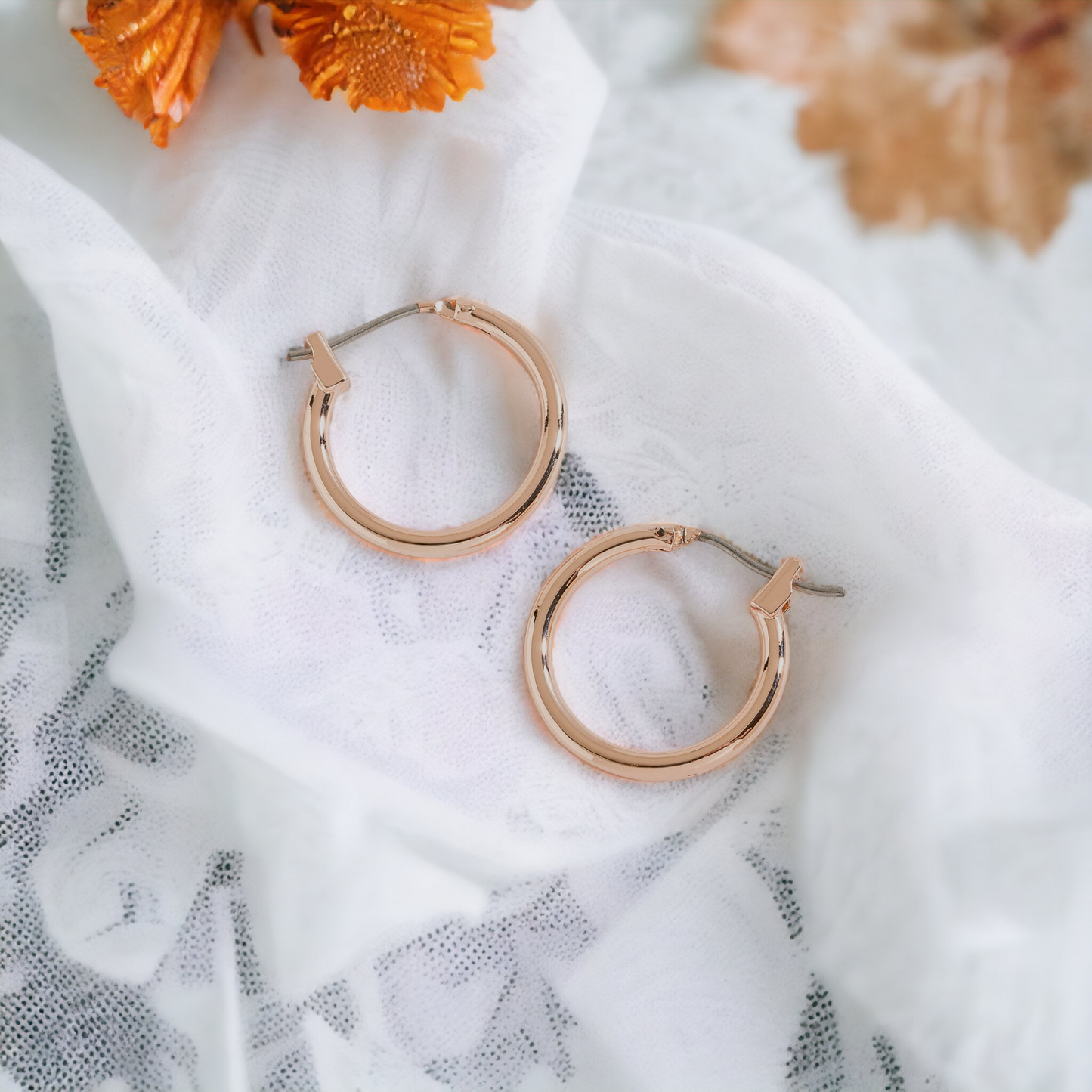 Rose Gold Hoop Click Earrings