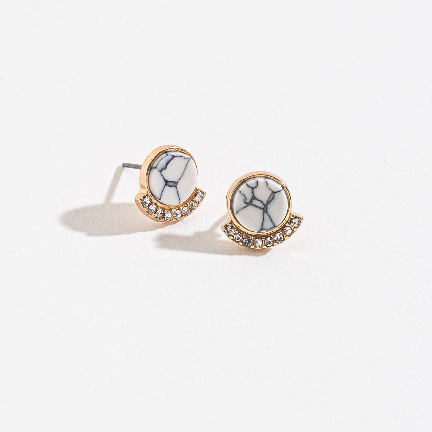 Howlite Pave Stud Earrings