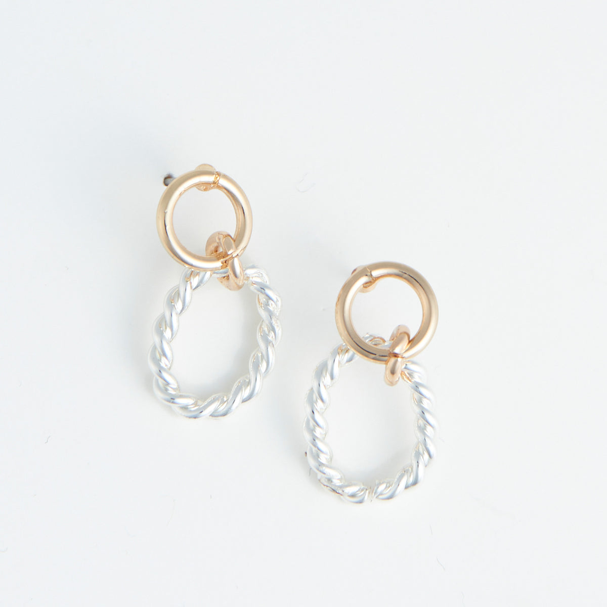 Ear Sense Two Tone Rope Drop Earrings