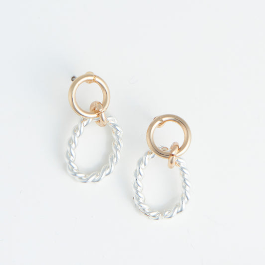 Ear Sense Two Tone Rope Drop Earrings