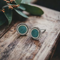 Silver & Stone Stud Earrings