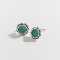 Silver & Stone Stud Earrings