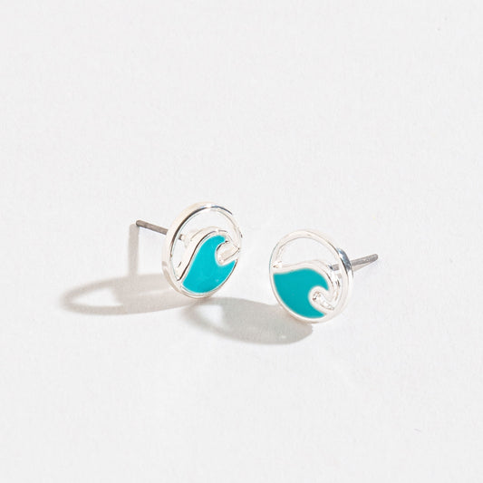 Blue Wave Stud Earrings