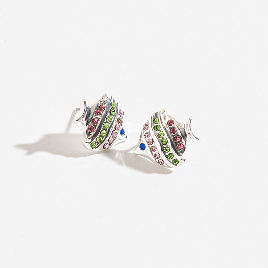Rhinestone Fish Stud Earrings