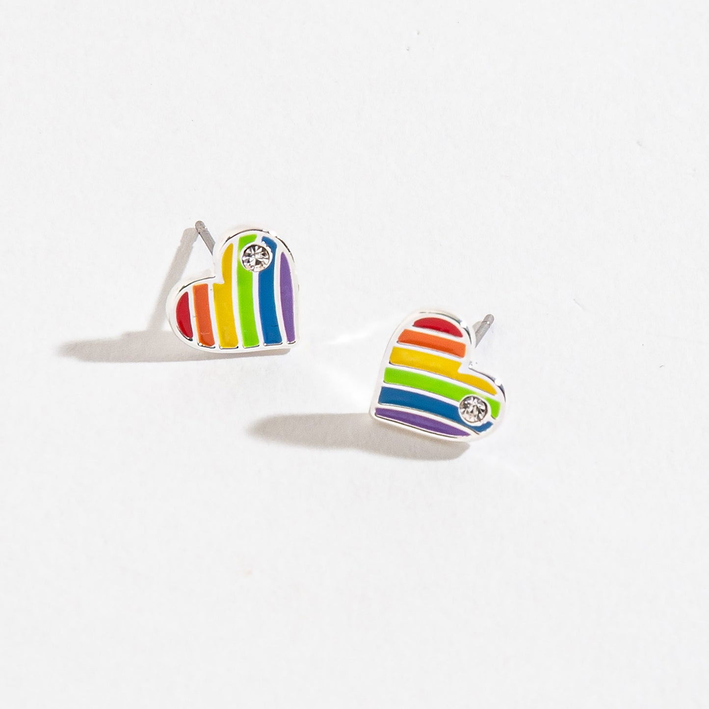 Rainbow Heart Stud Earrings