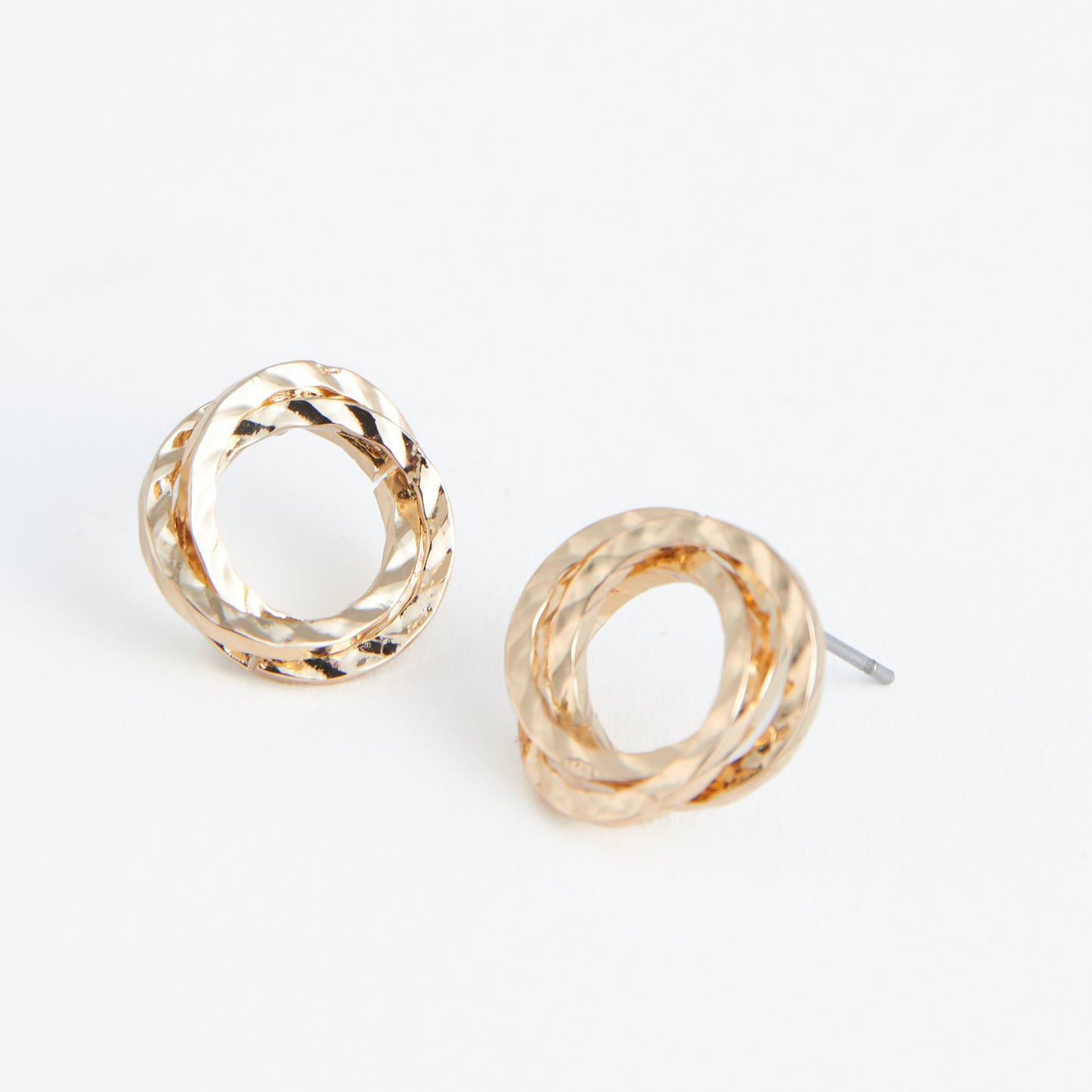 Ear Sense Gold Circle Knot Stud Earrings