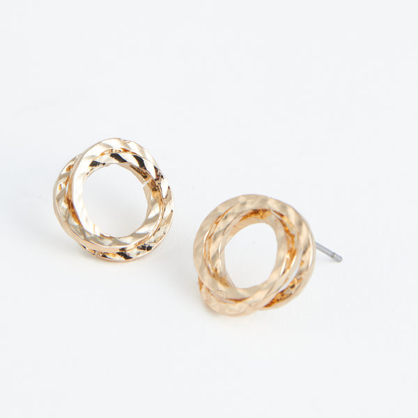 Ear Sense Gold Circle Knot Stud Earrings