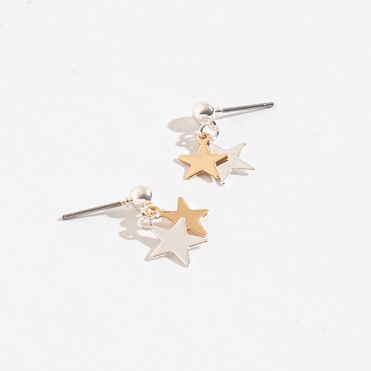 Mixed Metal Star Drop Earrings