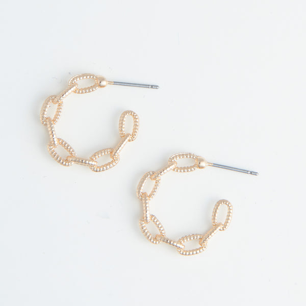 Ear Sense Gold Chain Link Hoop Earrings
