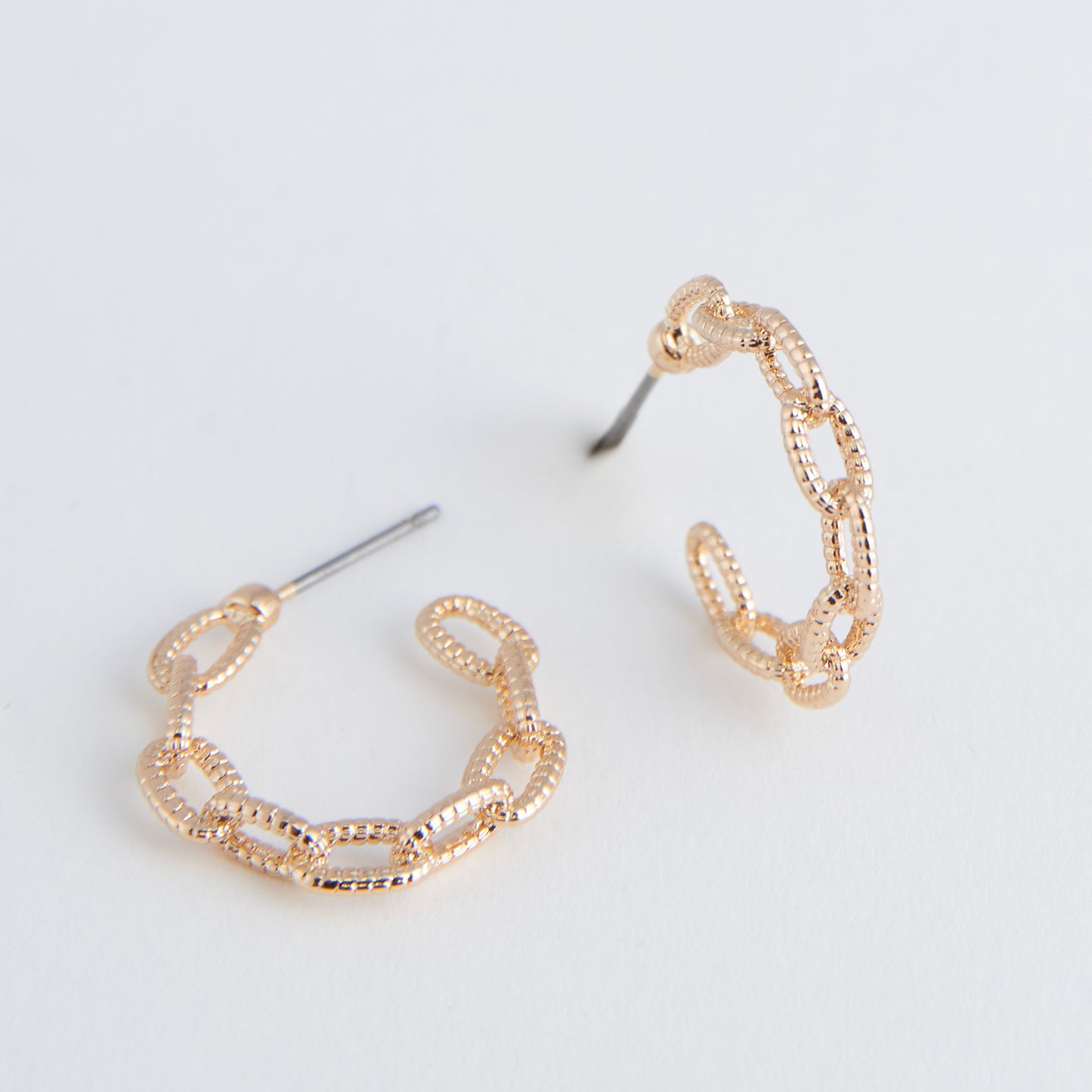 Ear Sense Gold Chain Link Hoop Earrings