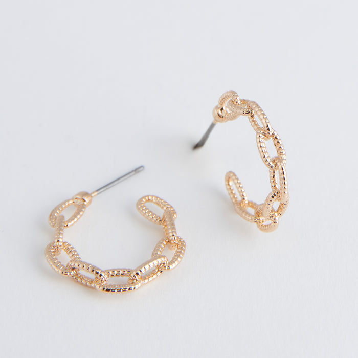 Ear Sense Gold Chain Link Hoop Earrings