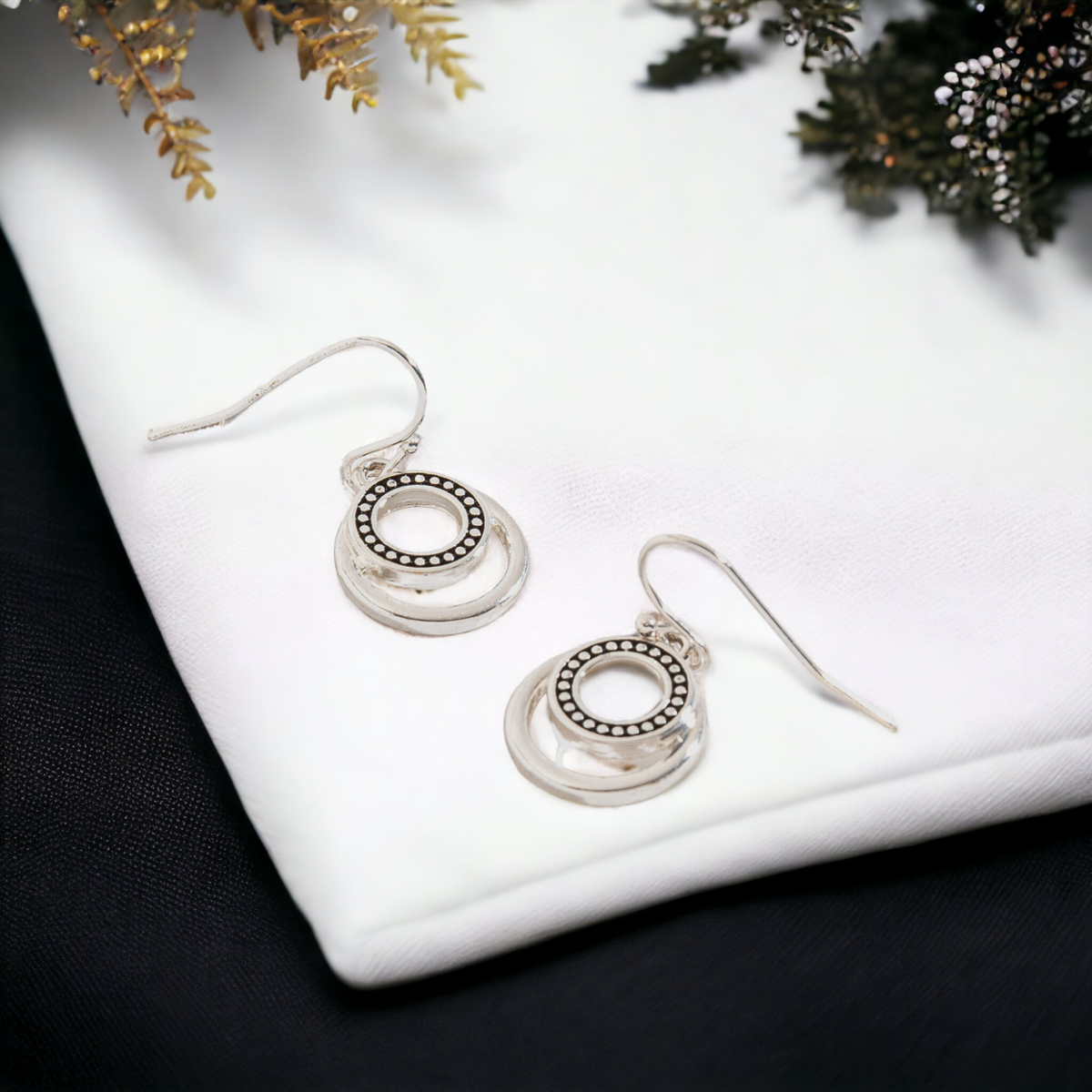 Silver Open Circle Drop Earrings