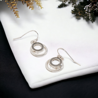 Silver Open Circle Drop Earrings