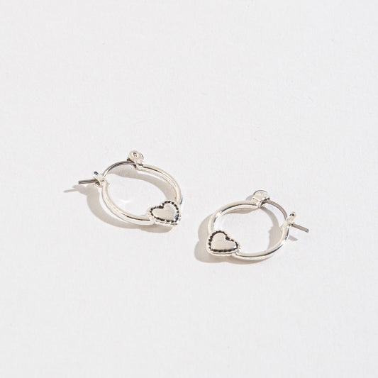 Silver Heart Hoop Earrings