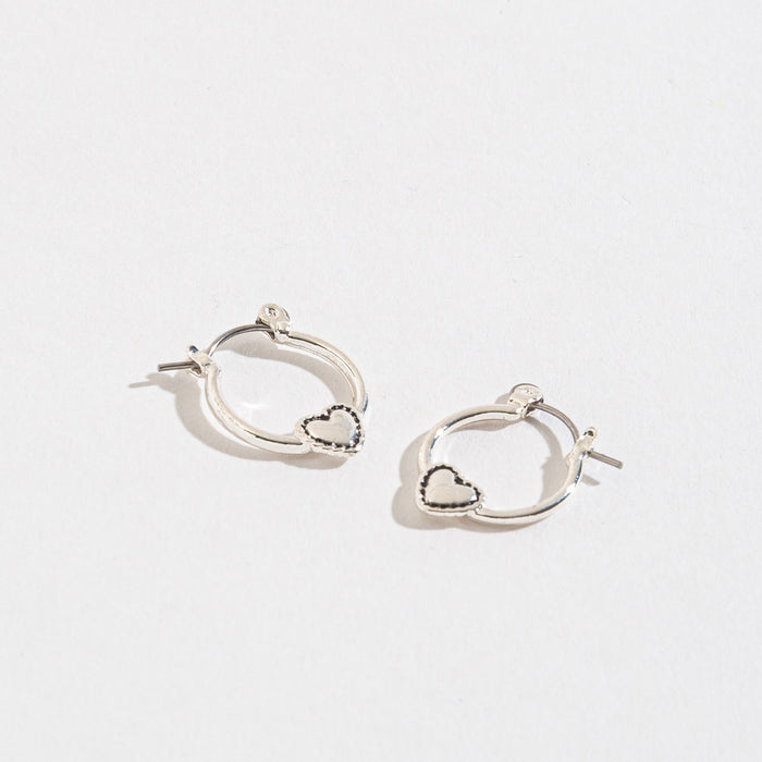 Silver Heart Hoop Earrings