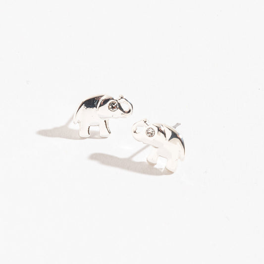 Silver Elephant Stud Earrings